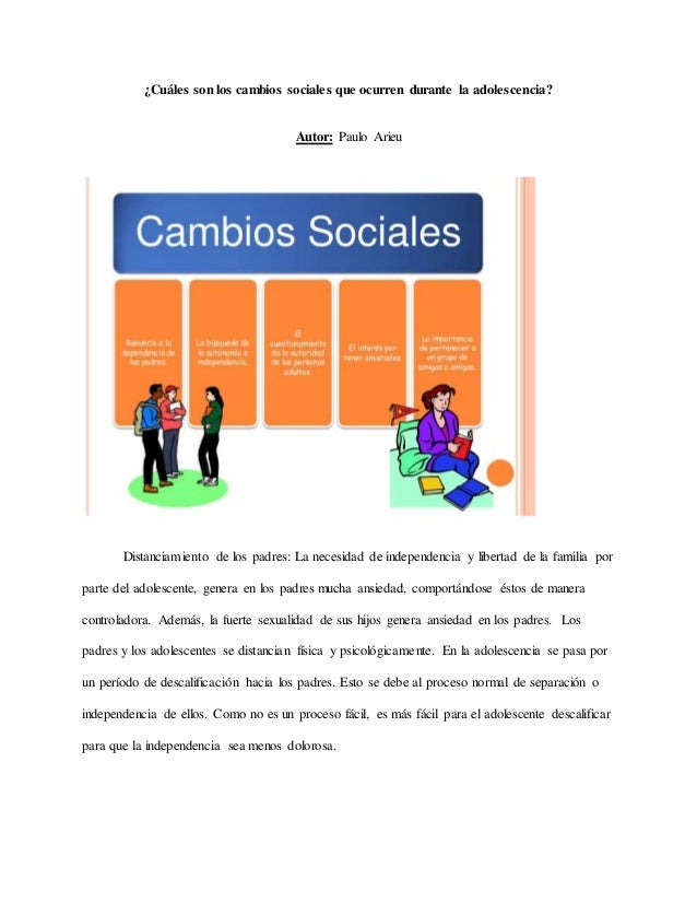 Cuáles son los cambios sociales que ocurren durante la adolescencia Cuáles son los cambios sociales que ocurren durante la adolescencia