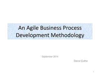 An Agile Business Process 
Development Methodology 
September 2014 
Davut Çulha 
1 
 