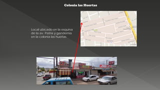 Colonia las Huertas
Local ubicado en la esquina
de la av. Patria y gandernia
en la colonia las huertas
 