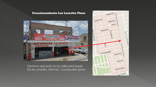 Fraccionamiento Los Laureles Pinos
Llantera ubicada en la calle princiopal
De los amelos, del frac. Los laureles pinos
 