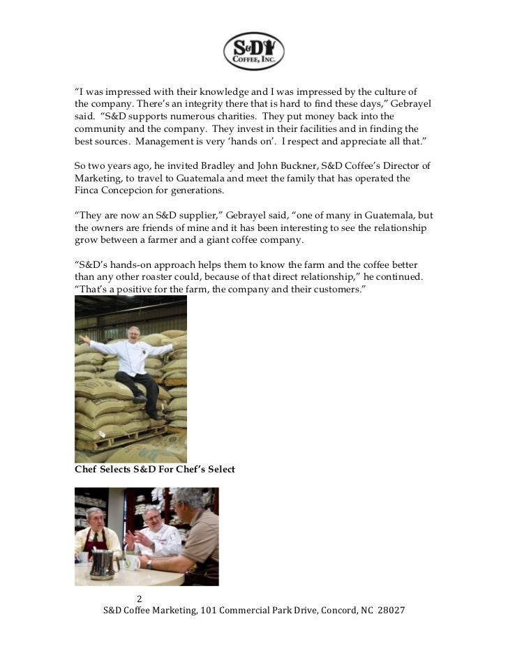 S D Coffee Brews Up Partnerships With Acclaimed Chefs