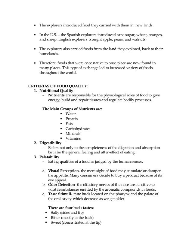 Culinary course outline