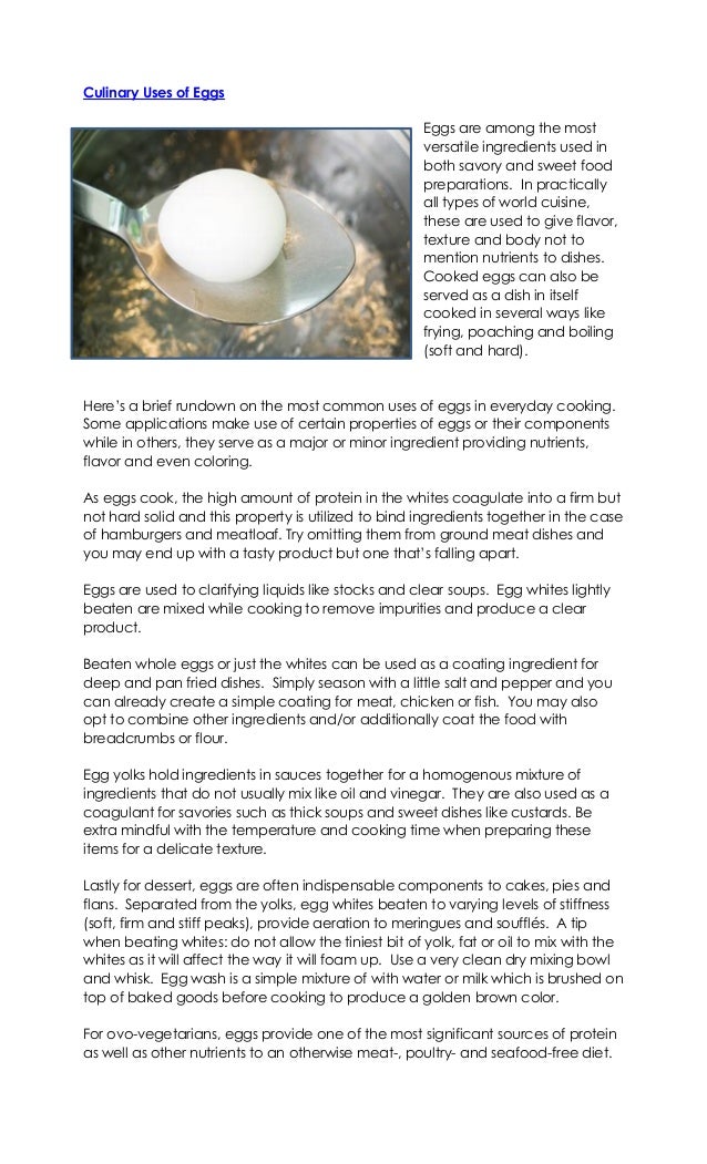 Culinary Uses Of Eggs