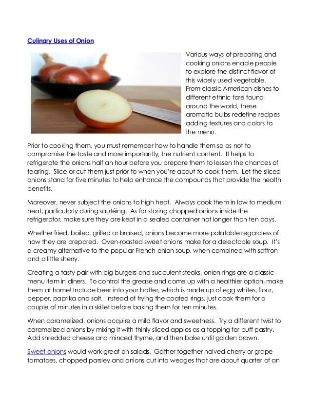 Culinary Uses Of Onion