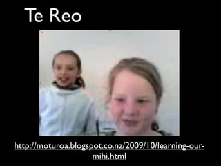 Te Reo




http://moturoa.blogspot.co.nz/2009/10/learning-our-
                     mihi.html
 
