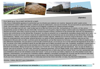 PLAY BACK de la  FALLA SANT ANTONI DE LA MAR : Hola, Nueva Culleradetots agradezco la oportunidad que me ofrecéis para col...