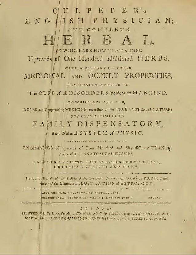 Culpepper's English Herbal Medicines