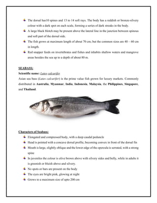Cultivable coastal water species of Fishes, Crustaceans, Mollusks ...