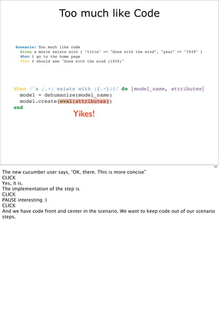 Too much like Code


           Scenario: Too much like code
             Given a movie exists with { "title" => "Gone wit...