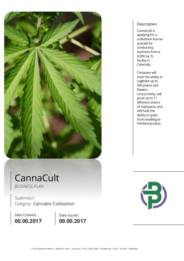 Business Plan Sample for a Cannabis Cultivation Business ...