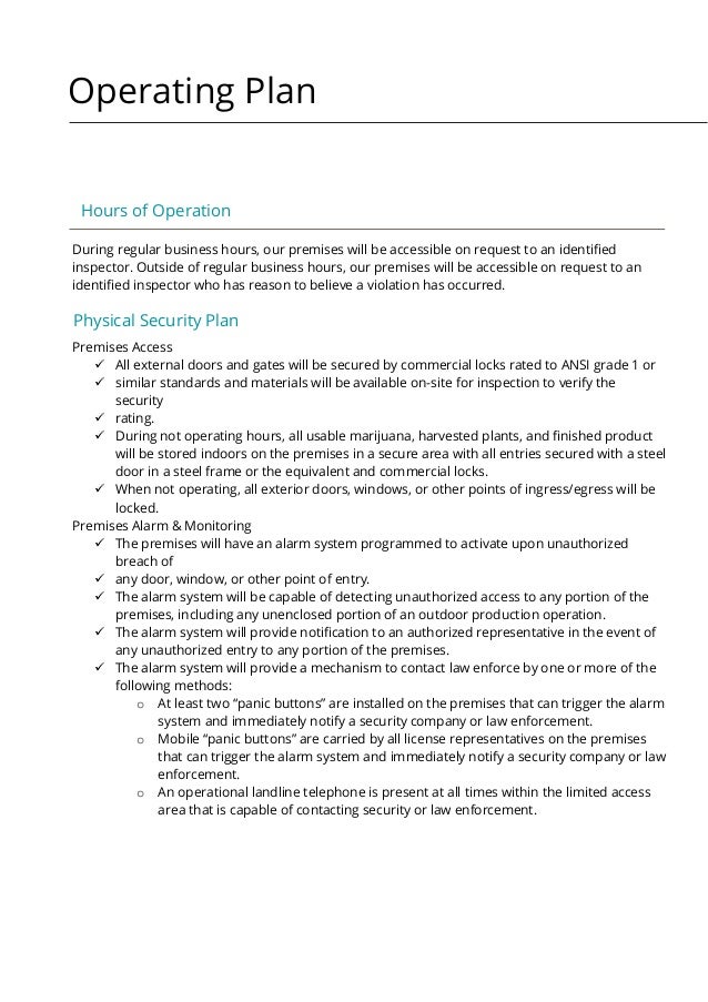 sample operating plan