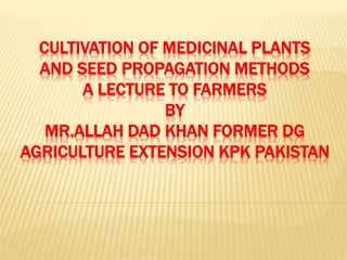 Cultivation of medicinal plants A Lecture to Farmers By Mr Allah Dad ...