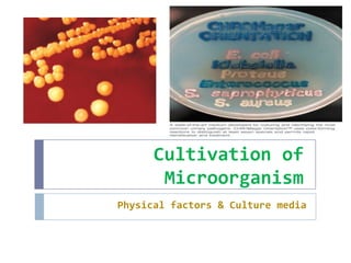 Cultivation ofMicroorganism Physical factors & Culture media 