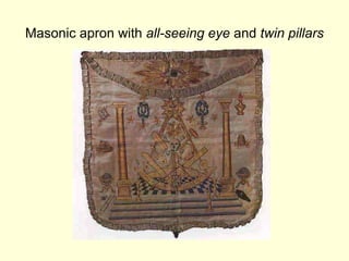 Masonic apron with all-seeing eye and twin pillars
 