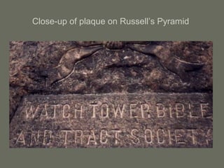 Close-up of plaque on Russell’s Pyramid
 