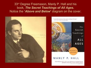 33rd
Degree Freemason, Manly P. Hall and his
book, The Secret Teachings of All Ages.
Notice the ‘Above and Below’ diagram on the cover.
 