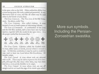 More sun symbols.
Including the Persian-
Zoroastrian swastika.
 