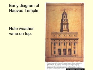 • Early diagram of
Nauvoo Temple
• Note weather
vane on top.
 