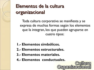 Elementos Inmateriales Cultura organizacional | PPT