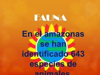 FAUNA
En el amazonas
    se han
identificado 643
  especies de
 