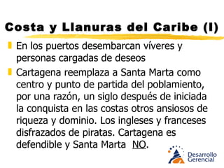 Costa y Llanuras del Caribe (I) Si el español llegó con el cerdo, la vaca lechera, la cabra, las semillas, los negros llegan con su miseria, su sabiduría, los cocos, el ajonjolí, y la habilidad y el conocimiento sobre el medio tropical. Saben que los pájaros nos se equivocan de fruta y que los hongos llamativos rojos son venenosos. 