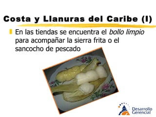 Costa y Llanuras del Caribe (I) Las guerras expulsan a miles de hombres al exilio. Tres grandes oleadas en diferentes épocas tocan costa colombiana y se internan por su territorio. No son agricultores. La dieta se mantiene a la vez que se modifica, se adapta. A falta de los elementos tradicionales emplean los nativos La comida de origen árabe, alemán, italiano, se extiende a la vez que se criolliza. 