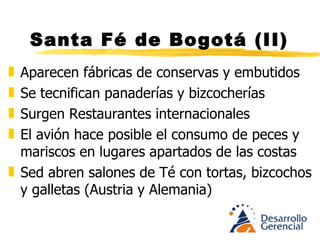 Altiplano Cundiboyacense (III) Dos siglos después de iniciada la conquista no queda más de 1/5 de la población nativa original. El mestizaje se produce muy temprano. El aporte de otras etnias en términos culinarios fue escaso y la base de la alimentación fueron productos nativos:  maíz, papa, frijol, raíces,  mas tarde se integro el aporte hispánico:  cebolla, ajo, garbanzo, avena, cebada, trigo. 