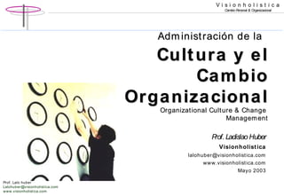 Administración de la   Cultura y el Cambio Organizacional Organizational Culture & Change  Management Prof. Ladislao Huber Visionholistica [email_address] www.visionholistica.com Mayo 2003 