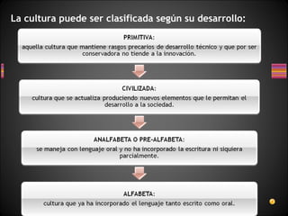 La cultura puede ser clasificada según su desarrollo:
 