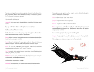 | 72 | Aymar sarnaqat uñt’añani Aymar sarnaqat uñt’añani | 73 |
Nayranja urutat taqpach tumpatanakax arusipxanja ukhamaraki markanakan uthaña-
takix iwxatanakaw uthañpa sañani“jilirinakarux yäkañawa”,“amtatanakax yäqañara-
kiwa”, ukhamaraki“markanakan apnaqaña”
Aka uñjatanaka jakkiptayiwa:
Mallkunaka: ancha uñjataw aymar sarnaqatanja jupaw jiwasanakaru suma tatjam tayjam
uywistu.
Taqi sapa markanakaw mä allux mallkunipxi jupanakaw sutichapxi.
Mallkux chachawa T’allasti warmiraki.
Mallku uñjatanakax anchanwa uka nayra pachanja ukat sapjiriw mallkunakax kasa-
risipjiw ukhamaraki nuwasipji yuqanakat amtasipjaraki.
Larixa: qamaqix uri uywawa uñjatanakanja larix ancha yaruñir k’arinakampi manqa-
ñanak ituqiri ukat janipiniw atipirikiti.
Kunturi: aka jach’a mallku jamach’iw jupan utjatax mallkunkiw ukhamaraki t’allanakan,
uñjatanakatanja jupax ancha suma mallku sarnaqi uñjañax ancha suma amuyani.
Puma: aka uywa urix mallkurakiw jupax utjatarakiw mallkunakaru ukhamaraki
t’allanakaru, uñjawinakan jupax ancha thuru ch’amaniwa.
Visk’acha: aka uri uywax ajnjam uñjataw, uñjawinakan thanthall jaqinakjamaru
uñjata jani yatichata jani yatisina.
Khirkhinchu: aka uri uywax utanakaruw suma uñji, uñjawinakan jupax suma uywi-
riw ukhamaraki lunthatanakarux mutuyiwa.
Ukat utanakan mä khirkhinch uthañpa.
Jararankhu: uñjatatanakanja aka uñjañax ancha sumapiniwa qullqiniñataki.
Maya uñjatatanakanja sapxiriw yuxchaw tullqach purinini, ukat awkinakax janiw
utanakar mantayapkiti jaqurpayapjiwa.
Asiru: aka jiskhanaqtirix ancha yatiña uñjayi.
Jampat’u: uñjatatanakanja jallunaka puriyiri.
Mamani: aka jamach’ix mallkunakankiw t’allankiraki.
Phuju: aka phujunakax xukhunak umampi k’ayiri, markanakan qhirwap uma churi
aka phujunaka ancha ch’amaniwa ukat luqasiñapiniwa, ukatxa janiw taqi jaqinakax
uka phuju uñjañ wakiskiti.
Usur warminakax janipiniw uksa tuqunakar jak’achampakiti.
Anuqara: uthatpax taqi markanakankiw uñjatatpax utan jani wali sarnaqañataki.
Ukatwa jaqinakarux uñjatatax anuqarar jani wali sarnaqañataki.
 