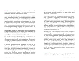 | 92 | Knowing the aimara culture Knowing the aimara culture | 93 |
Mallku: is associated with the hills to which protection and punishment quali-
ties are awarded. It represents the source of life, because from its summits, in
times of thaw, the precious water falls onto this territory.
Below, on the high land itself, the rule belongs to the Pachamama, which is
usually associated with exuberant fertility, food and protection. Pachamama
would be a category of cosmic time and space, which maintains a reciprocal
link with correspondence to the Aymara society. In the southern summer
(January or February), the celebration of the FloreodelosLlamosis held with joy
by cattle farms, receiving offerings that reinforce the gratitude to the deity
for food. From an iconographic point of view, the puma, lizard and frog
are the animals that indistinctly symbolize this compliment to nature and
its other inhabitants. The main demands for this divinity are related to the
abundance of life, water, fertility and cattle prosperity.
For its part Amaru has to do with the water flowing through rivers and streams
in the foothills of the cordillera that make it suitable for agriculture.The fish and
the snake are animals symbolizing Amaru and his celebration, in August, consists
of cleaning of the water channels, carried out in irrigated fields.
Thus, the cults of the gods are reflected in the Aymara perception of space: the
high peaks; the mountains for grazing and complementary agriculture; and
valleys and ravines of the foothills with agricultural terraces. But the focus is
always in the east which they identify as the origin of all, the light and the water
source that flows from the mountains.
In the Aymara conception the idea of a paradise and a final haven does not
exist. It is a world in which the presences of these deities are involved in daily
life, one that is cyclical.“Based on the idea of eternal repetition of the cycles of
life and nature, and the effectiveness of fine observation of the celebrations and
customs, the Aymara ritual intendes to maintain the continuity of the cosmos
and the community; the prosperity and permanent reproduction of cattle, the
perpetuity of the vegetation and the orchard, the transition from summer to
winter and winter to summer and so to ensure a lasting and peaceful existence.
This conceives time as a life-cycle –the life of the Pachamama or mother earth- and
as a delicate, fragile and detailed articulate cycle.”The highest economic value is
the Good Life, or“SummaQamaña.”4
There is a socio-emotional and empirical identification of Aymara urban mi-
grants to their origins, a dimension that is updated through the religious cele-
bration of the patron saints of villages, where many urban dwellers climb to the
altiplanic highlands. The festivities allow a renewed appreciation and material
and symbolic link with a sacred landscape, with the pilgrimage around sacred
mountains and cairns of foothills, mountains and highlands one of the most
eloquent of these processes. At the same time, the rural -now understood as
agricultural and farming- continues to perform functions of production and eco-
nomic circulation that connects the Aymara with the macro region in northern
Chile, while also has allowed developing expressive practices that have resulted
in ritualizing these activities in the city.
Also, in the valleys and the coast, Chinchorro mummies suggest a strong belief in
an afterlife being a very early manifestation of religious experience and artistic
representation of pre ceramic Andean populations. “(...) it was a body where
the process of putrefaction stopped; the mortuary arrangers removed the in-
ternal organs and added substances such as salts or smoke to minimize bac-
terial activity. The skeleton of the individual was exposed and then reinforced
with wood along the legs, arms and spine. The body surface was remodeled in
clay, sometimes covered with skin from the same individual or another type
of skin, such as seabirds, to be finally painted with natural pigments.The face,
remodeled with a clay mask and a wig over the head, possibly made with the
same hair of the individual.”5
This practice was abandoned by 3700 a.p, and
was replaced by the funeral system of the post-Chinchorro culture in which
the dead were buried in a flexed position and naturally mummified due to the
drying effects of the desert.
4. Juan van Kessel, 2006.
5.Exhibitioncatalogue“Pescadoresdelaniebla.Loschangosysusancestros”.2008.MuseoChilenodeArte
Precolombino. Fundación Familia Larraín Echenique. Ilustre Municipalidad de Santiago.
 