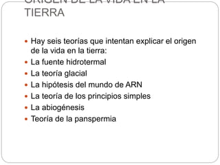 origen de la vida en la tierra | PPTX