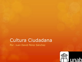 Cultura Ciudadana
Por: Juan David Pérez Sánchez
 