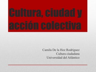 Cultura, ciudad y
acción colectiva
Camila De la Hoz Rodríguez
Cultura ciudadana
Universidad del Atlántico
 