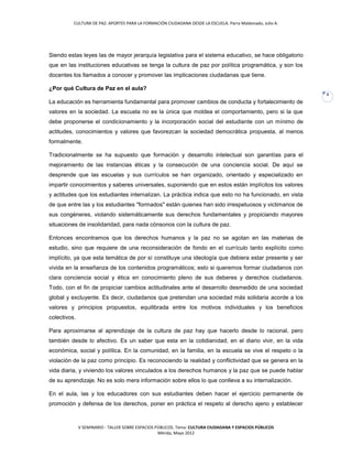 Cultura de paz aportes para la formación ciudadana desde la escuela | PDF