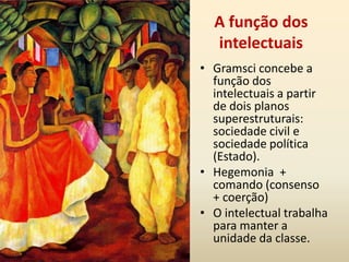 A influência de Marx na noção de cultura nas ciências sociaisNesse sentido, a cultura da classe dominante é a cultura dominante, não na sua essência, mas como reflexo da distinção de classes. Essa dominação cultural, no entanto, nunca é total, na medida em que o subalterno não está desarmado do jogo cultural (CUCHE, 144).“A dominação cultural nunca é total e definitivamente garantida e por essa razão, ela deve sempre ser acompanhada de um trabalho para inculcar essa dominação cujos efeitos não são jamais unívocos; eles são às vezes ‘perversos’, contrários às expectativas dos dominantes, pois sofrer a dominação não significa necessariamente aceitá-la.” (CUCHE, p.146)