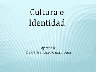 Cultura e
Identidad
Aprendiz:
David Francisco Castro Leon
 