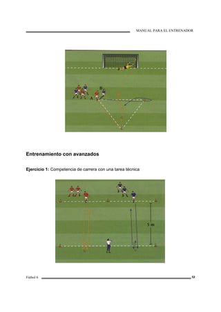 MANUAL PARA EL ENTRENADOR
Fútbol 6 52
Entrenamiento con avanzados
Ejercicio 1: Competencia de carrera con una tarea técnica
 