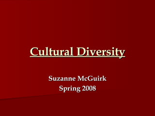 Cultural Diversity Suzanne McGuirk Spring 2008 