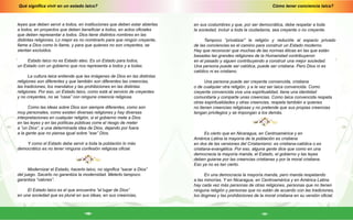Cómo tener conciencia laica?
-11-
Qué significa vivir en un estado laico?
-10-
en sus costumbres y que, por ser democrática, debe respetar a toda
la sociedad, incluir a toda la ciudadanía, sea creyente o no creyente.
Tampoco “privatizar” la religión y reducirla al espacio privado
de las conciencias es el camino para construir un Estado moderno.
Hay que reconocer que muchas de las normas éticas en las que están
basadas las grandes religiones de la Humanidad contribuyeron
en el pasado y siguen contribuyendo a construir una mejor sociedad.
Una persona puede ser católica, puede ser cristiana. Pero Dios ni es
católico ni es cristiano.
Una persona puede ser creyente convencida, cristiana
o de cualquier otra religión, y a la vez ser laica convencida. Como
creyente convencida vive una espiritualidad, tiene una identidad
comunitaria y comparte unas creencias. Como laica convencida respeta
otras espiritualidades y otras creencias, respeta también a quienes
no tienen creencias religiosas y no pretende que sus propias creencias
tengan privilegios y se impongan a los demás.
Es cierto que en Nicaragua, en Centroamérica y en
América Latina la mayoría de la población es cristiana
en dos de las versiones del Cristianismo: es cristiana-católica o es
cristiana-evangélica. Por eso, alguna gente dice que como en una
democracia la mayoría manda, el Estado, el gobierno y las leyes
deben guiarse por las creencias cristianas y por la moral cristiana.
Eso ya no es tan cierto.
En una democracia la mayoría manda, pero manda respetando
a las minorías. Y en Nicaragua, en Centroamérica y en América Latina
hay cada vez más personas de otras religiones, personas que no tienen
ninguna religión y personas que no están de acuerdo con las tradiciones,
los dogmas y las prohibiciones de la moral cristiana en su versión oficial.
leyes que deben servir a todos, en instituciones que deben estar abiertas
a todos, en proyectos que deben beneficiar a todos, en actos oficiales
que deben representar a todos. Dios tiene distintos nombres en las
distintas religiones. Lo mejor es no nombrarlo para que ningún creyente,
llame a Dios como lo llame, y para que quienes no son creyentes, se
sientan excluidos.
Estado laico no es Estado ateo. Es un Estado para todos,
un Estado con un gobierno que nos representa a todos y a todas.
La cultura laica entiende que las imágenes de Dios en las distintas
religiones son diferentes y que también son diferentes las creencias,
las tradiciones, los mandatos y las prohibiciones en las distintas
religiones. Por eso, un Estado laico, como está al servicio de creyentes
y no creyentes, no se “casa” con ninguna creencia religiosa.
Como las ideas sobre Dios son siempre diferentes, como son
muy personales, como existen diversas religiones y hay diversas
interpretaciones en cualquier religión, si el gobierno mete a Dios
en las leyes y en las políticas públicas corre el riesgo de meter
a “un Dios”, a una determinada idea de Dios, dejando por fuera
a la gente que no piensa igual sobre “ese” Dios.
Y como el Estado debe servir a toda la población lo más
democrático es no tener ninguna confesión religiosa oficial.
Modernizar el Estado, hacerlo laico, no significa “sacar a Dios”
del juego. Sacarlo no garantiza la modernidad. Meterlo tampoco
garantiza “valores”.
El Estado laico es el que encuentra “el lugar de Dios”
en una sociedad que es plural en sus ideas, en sus creencias,
 