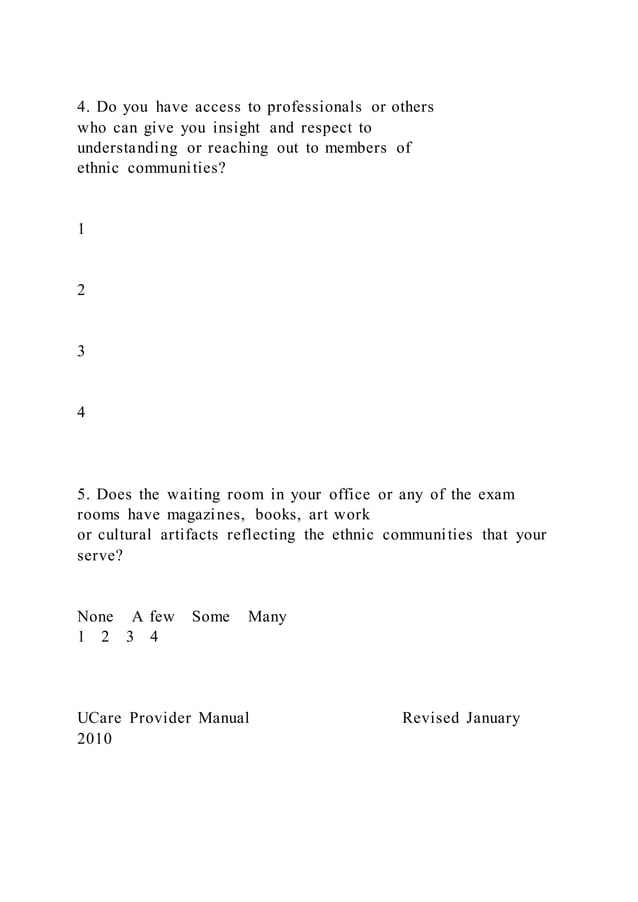 Cultural Competence Self Assessment Tool This Questionnaire Docx