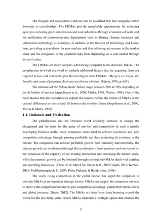 Cultural differences impact on cross border mergers and acquisitions ...