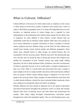 SOC101-term paper-- Cultural diffusion | DOC