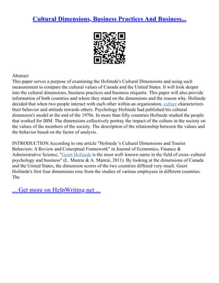 Cultural Dimensions Of Natural Culture | PDF