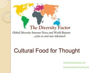 Global Food for thought Cultural Food for Thought www.thediversityfactor.info www.brainpowerconsulting.info 