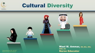 Cultural Diversity, NEA , NA.2017
Wael M. Ammar, Nurse Educator
Cultural Diversity
Wael M. Ammar, RN, BSc, MSc
HSM, IHI
Nurse Educator
 