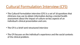Cultural formulation.pptx, dsm-5, cultural interviewing | PPTX