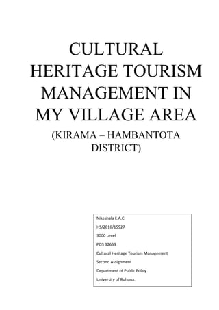 Cultural heritage tourism management | PDF