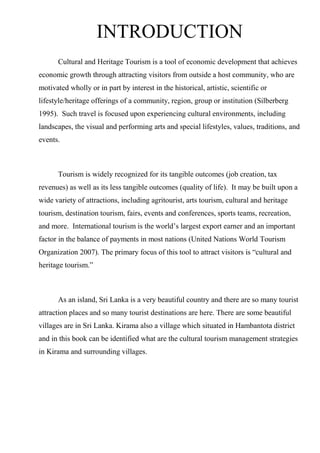 Cultural heritage tourism management | PDF