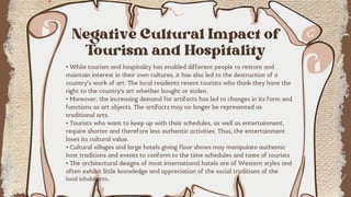 Cultural Impacts, cultural impacts of Tourism | PDF